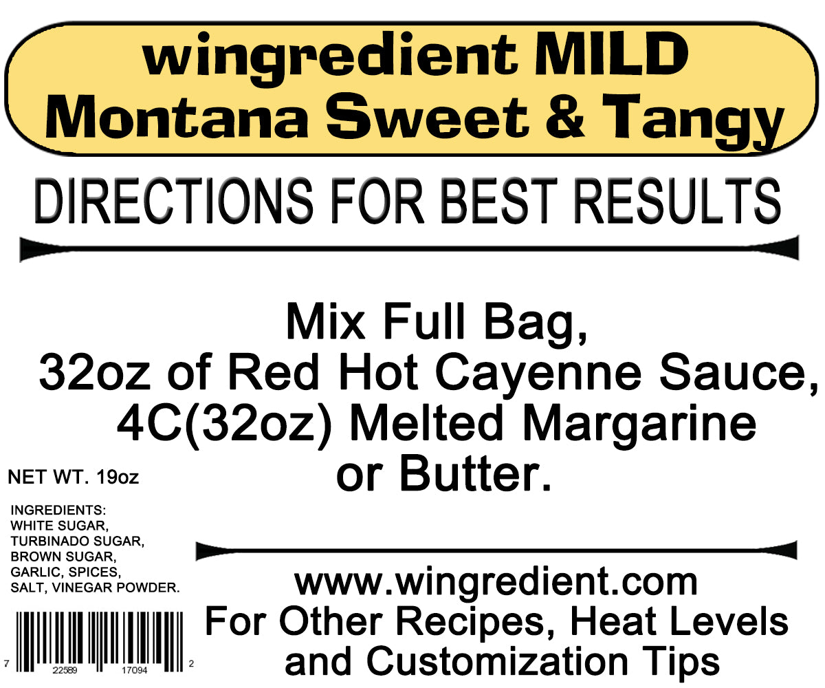 MILD Montana Sweet and Tangy - Sweet Heat - Commercial Case of 6 - Wing Sauce Mix