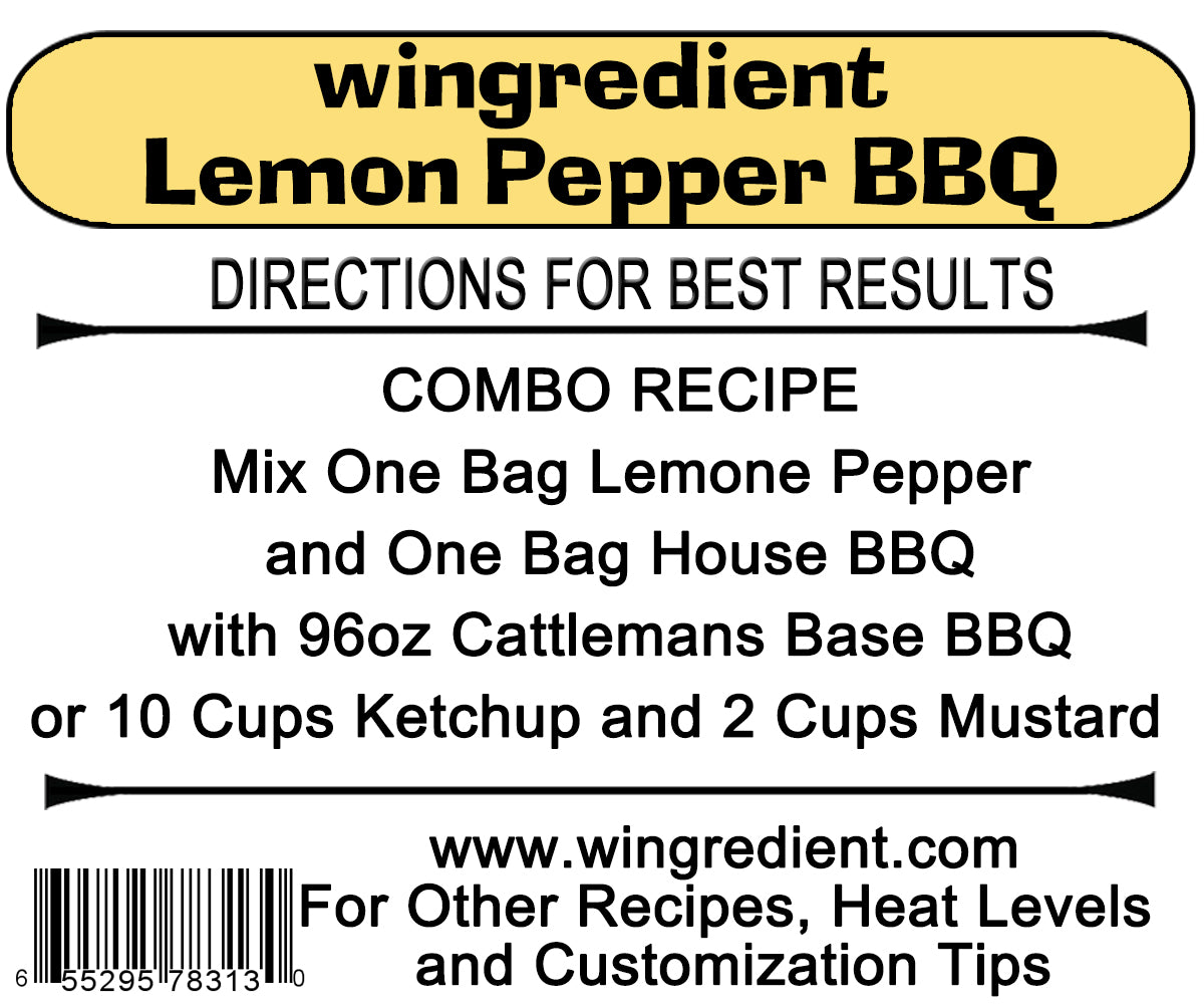 Lemon Pepper BBQ - Commercial Case of 6 - Wing Sauce Mix (Combo Flavor - See Description)